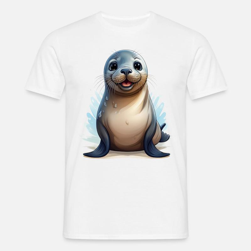 Seehund oder Robbe - Männer T-Shirt - Weiß