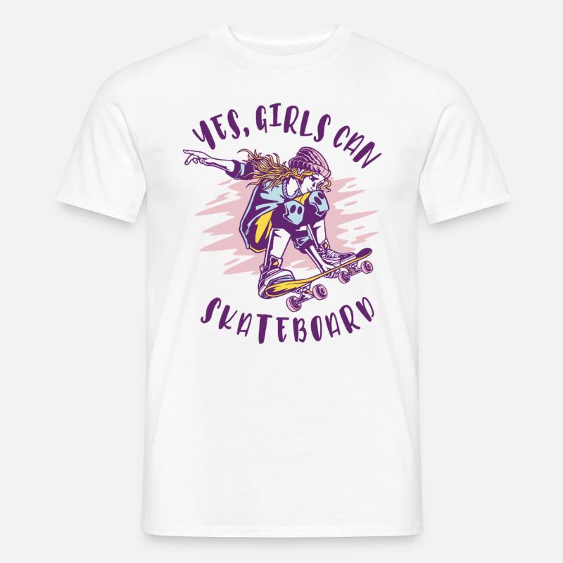 Ja, Mädchen können skaten - Skating Mädchen - Männer T-Shirt - Weiß
