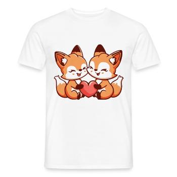 Fox Couple Love Couple In Love - Men's T-Shirt - white - Front - AI Model Male 178 dark (178cm)