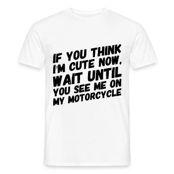 moto drôle disant que je suis MIGNON MAINTENANT - T-shirt homme - blanc - Devant - AI Model Male 178 dark (178cm)
