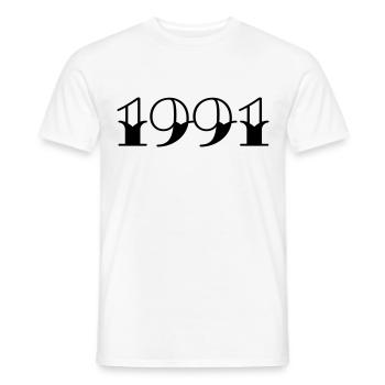 Année de naissance 1991 Cadeau d’anniversaire - T-shirt homme - blanc - Devant - AI Model Male 178 dark (178cm)