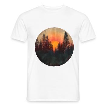 Sunset Forest Silhouette Extérieur Rétro Années 80 Vibe 3 - T-shirt homme - blanc - Devant - AI Model Male 178 dark (178cm)