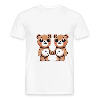 Two Bear Friends Holding Hands - Männer T-Shirt - Weiß - Vorne - AI Model Male 178 dark (178cm)