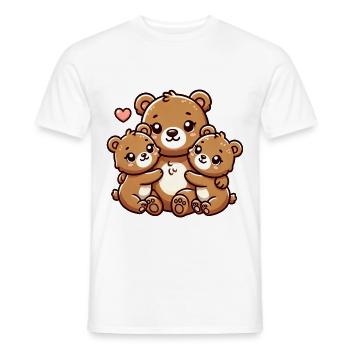 Parent ours avec deux enfants mignons - T-shirt homme - blanc - Devant - AI Model Male 178 dark (178cm)
