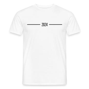 2024 - Jahr - Linie - Jahreswechsel - Männer T-Shirt - Weiß - Vorne - AI Model Male 178 dark (178cm)