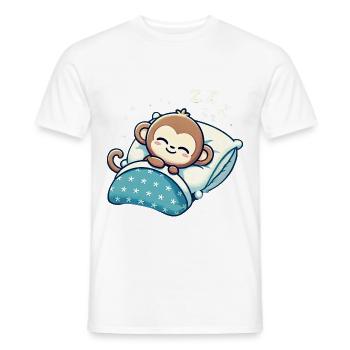 Monkey Sleeping In Bed At Night Time - Männer T-Shirt - Weiß - Vorne - AI Model Male 178 dark (178cm)