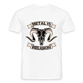 Metal skull religion - Men's T-Shirt - white - Front - AI Model Male 178 dark (178cm)
