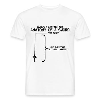 Combat à l’épée 101 Anatomie d’une épée - T-shirt homme - blanc - Devant - AI Model Male 178 dark (178cm)