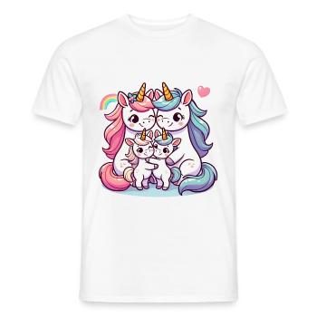 Unicorn Family Mother And Father With Two Children - Men's T-Shirt - white - Front - AI Model Male 178 dark (178cm)