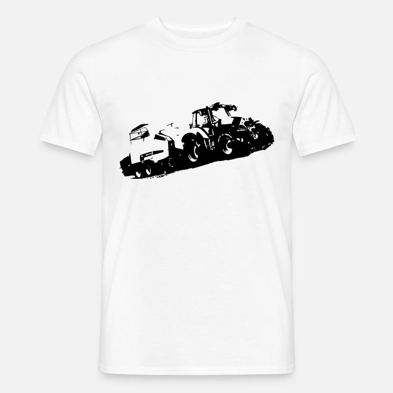 Deutz Traktor beim Strohpressen - Männer T-Shirt - Weiß