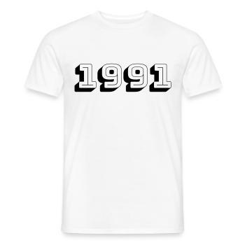 Année de naissance 1991 Cadeau - T-shirt homme - blanc - Devant - AI Model Male 178 dark (178cm)