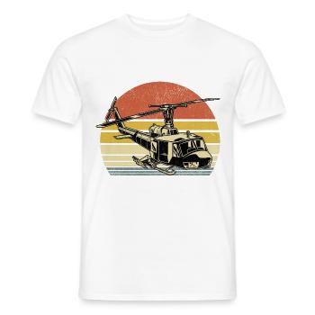 Rétro hélicoptère aviateur pilote hélicoptère hélicoptère - T-shirt homme - blanc - Devant - AI Model Male 178 dark (178cm)
