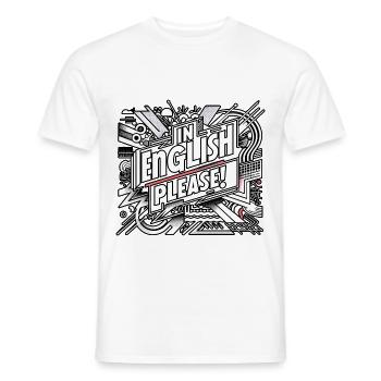 En anglais s’il vous plaît ! 16 - T-shirt homme - blanc - Devant - AI Model Male 178 dark (178cm)