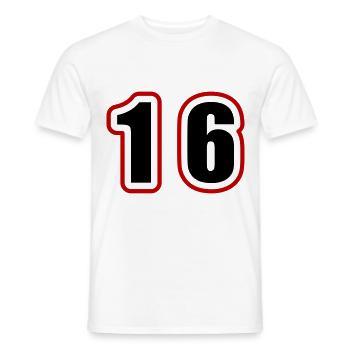 16 Zahl College - Männer T-Shirt - Weiß - Vorne - AI Model Male 178 dark (178cm)