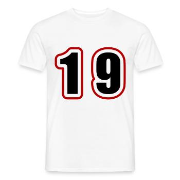 19 Zahl College - Männer T-Shirt - Weiß - Vorne - AI Model Male 178 dark (178cm)