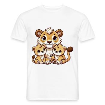 Mère lion aimante avec deux enfants mignons 2 - T-shirt homme - blanc - Devant - AI Model Male 178 dark (178cm)