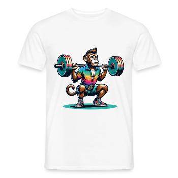 Cool Monkey Squatting In The Gym - Männer T-Shirt - Weiß - Vorne - AI Model Male 178 dark (178cm)