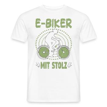 Elektrofahrrad Pedelec EBike E-Bike Hilfsmotor - Männer T-Shirt - Weiß - Vorne - AI Model Male 178 dark (178cm)