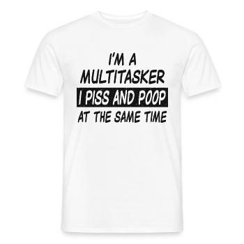 Multitâche pisse et caca - T-shirt homme - blanc - Devant - AI Model Male 178 dark (178cm)