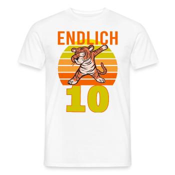 10 Geburtstag Löwe Tiger witzig 10 Jahre Junge - Männer T-Shirt - Weiß - Vorne - AI Model Male 178 dark (178cm)
