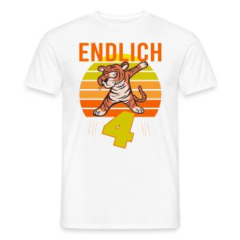 4 Geburtstag Löwe Tiger witzig 4 Jahre Junge - Männer T-Shirt - Weiß - Vorne - AI Model Male 178 dark (178cm)