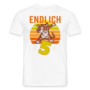 5 Geburtstag Löwe Tiger witzig 5 Jahre Junge - Männer T-Shirt - Weiß - Vorne - AI Model Male 178 dark (178cm)