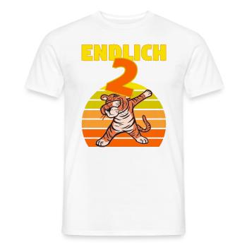 2 Geburtstag Löwe Tiger witzig 2 Jahre Junge - Männer T-Shirt - Weiß - Vorne - AI Model Male 178 dark (178cm)