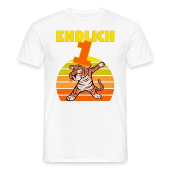 1 Geburtstag Löwe Tiger witzig 1 Jahre Junge - Männer T-Shirt - Weiß - Vorne - AI Model Male 178 dark (178cm)