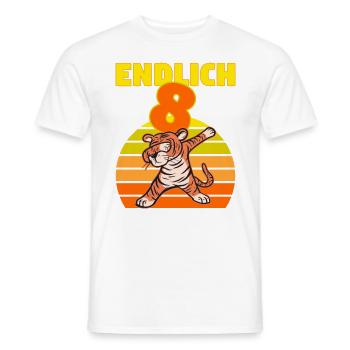 Dabbing Tiger 8 Geburtstag 8 Jahr Löwe witzig dab - Männer T-Shirt - Weiß - Vorne - AI Model Male 178 dark (178cm)