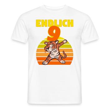 Dabbing Tiger 9 Geburtstag 9 Jahr Löwe witzig dab - Männer T-Shirt - Weiß - Vorne - AI Model Male 178 dark (178cm)