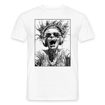 Musik-Vibes: Spüre die Druckwelle in den Haaren - Männer T-Shirt - Weiß - Vorne - AI Model Male 178 dark (178cm)