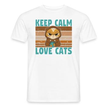 Domestic Cat Shorthair Maine Coon Siamese Cat Cat - Men's T-Shirt - white - Front - AI Model Male 178 dark (178cm)