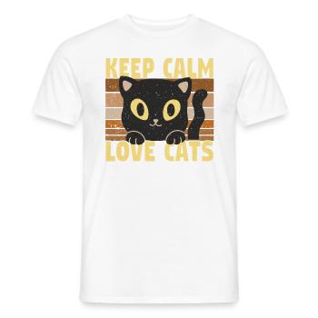 Domestic Cat Shorthair Maine Coon Siamese Cat Cat - Men's T-Shirt - white - Front - AI Model Male 178 dark (178cm)