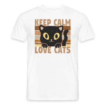Domestic Cat Shorthair Maine Coon Siamese Cat Cat - Men's T-Shirt - white - Front - AI Model Male 178 dark (178cm)