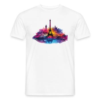 Paris Tour Eiffel France Ville Skyline Art - T-shirt homme - blanc - Devant - AI Model Male 178 dark (178cm)