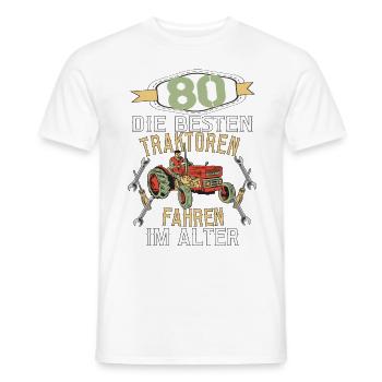 80 Geburtstag Traktor Treker Bauer Trecker Rentner - Männer T-Shirt - Weiß - Vorne - AI Model Male 178 dark (178cm)