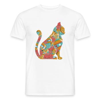 Cat Domestic Cat Shorthair Maine Coon Christmas - Men's T-Shirt - white - Front - AI Model Male 178 dark (178cm)