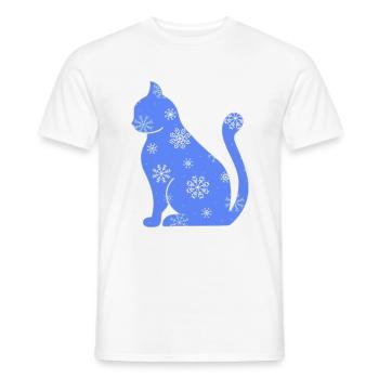 Cat Domestic Cat Shorthair Maine Coon Christmas - Men's T-Shirt - white - Front - AI Model Male 178 dark (178cm)