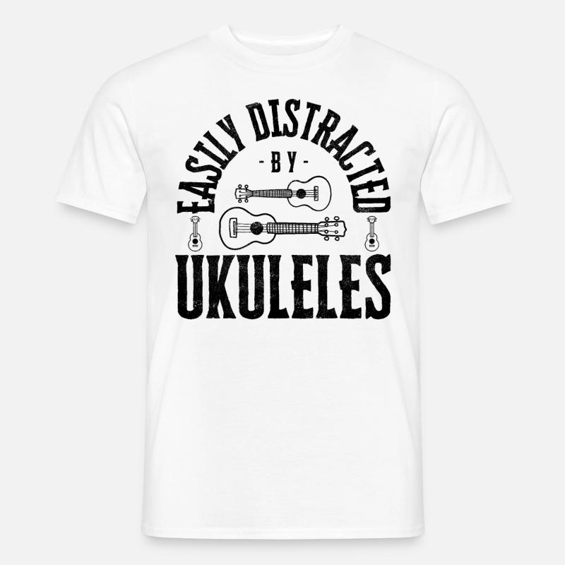 Easily distracted by Ukuleles - Männer T-Shirt - Weiß