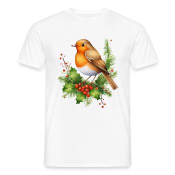 Robin avec un avion urticant - T-shirt homme - blanc - Devant - AI Model Male 178 dark (178cm)