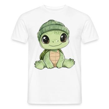 tortue mignon mignon bébé enfants animal dessin animé - T-shirt homme - blanc - Devant - AI Model Male 178 dark (178cm)