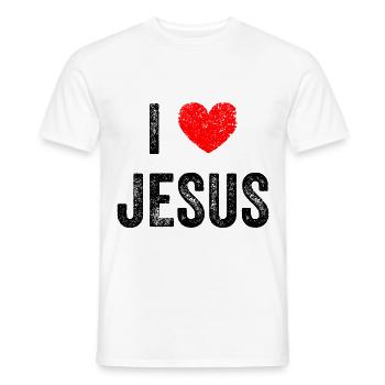 I love Jesus Christus - Jesus saves - Christliches - Männer T-Shirt - Weiß - Vorne - AI Model Male 178 dark (178cm)