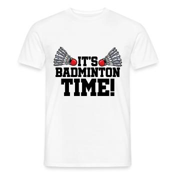 It's Badminton Time Graphic Badminton Player Shutt - Männer T-Shirt - Weiß - Vorne - AI Model Male 178 dark (178cm)
