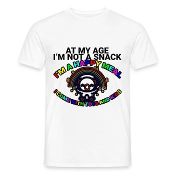 At My Age I'm Not A Snack, I'm A Happy Meal 2 - Men's T-Shirt - white - Front - AI Model Male 178 dark (178cm)