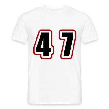 47 Number College - Men's T-Shirt - white - Front - AI Model Male 178 dark (178cm)