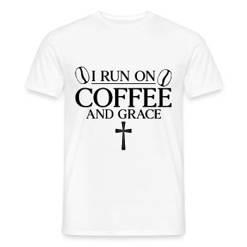 I Run On Coffee And Grace 2 - Men's T-Shirt - white - Front - AI Model Male 178 dark (178cm)