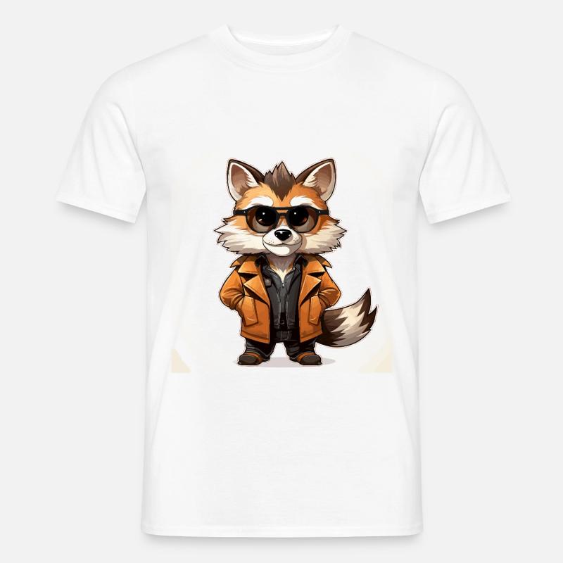 Der modische Waschbär-Designer - Männer T-Shirt - Weiß