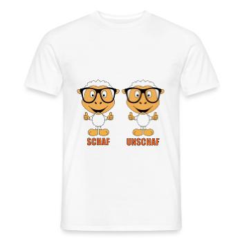SCHAF - UNSCHAF - BRILLE - SEHTEST - OPTIKER - FUN - Männer T-Shirt - Weiß - Vorne - AI Model Male 178 dark (178cm)
