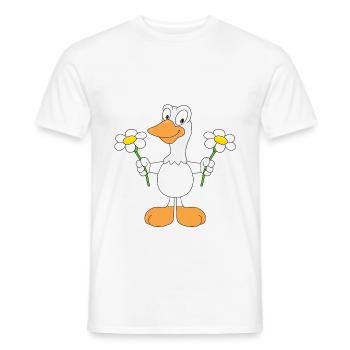 GANS - GÄNSEBLÜMCHEN - LIEBE - LOVE - BLUMEN - Männer T-Shirt - Weiß - Vorne - AI Model Male 178 dark (178cm)
