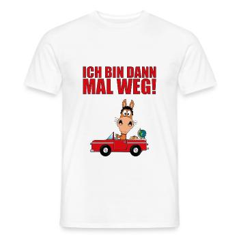 PFERD - AUTO - ICH BIN DANN MAL WEG! - Männer T-Shirt - Weiß - Vorne - AI Model Male 178 dark (178cm)